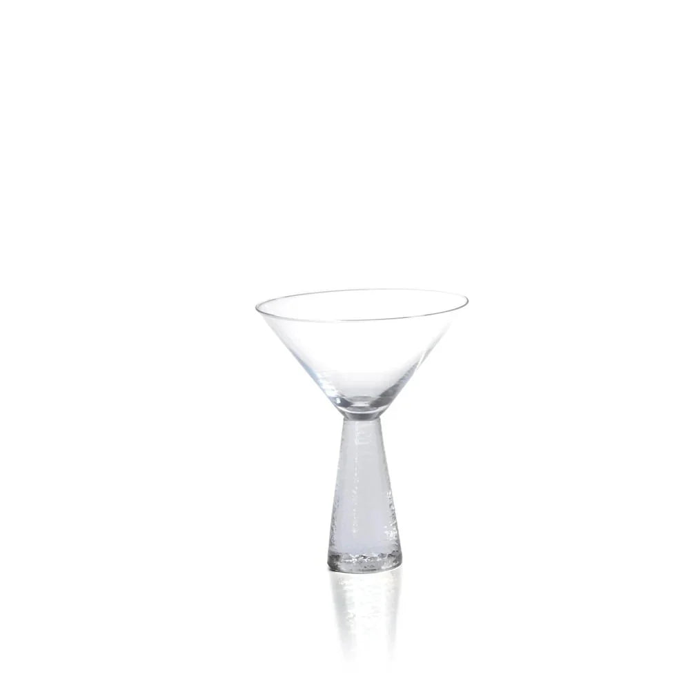 6.25 Tall Martini Glasses with Hammered Stem. Set of 4 Elegant Cocktail Glasses