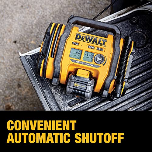 20V Cordless Tire Inflator. Compact and Portable. with Automatic Shut-Off and LED Light