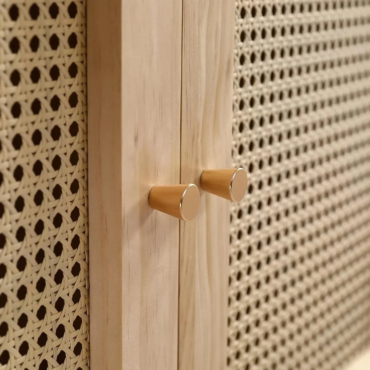 Soweiz Armario con barra. armario de 2 puertas. dormitorio. red de ratán. sala de estar. con tapa inferior abatible. tableros de partículas+ratán de