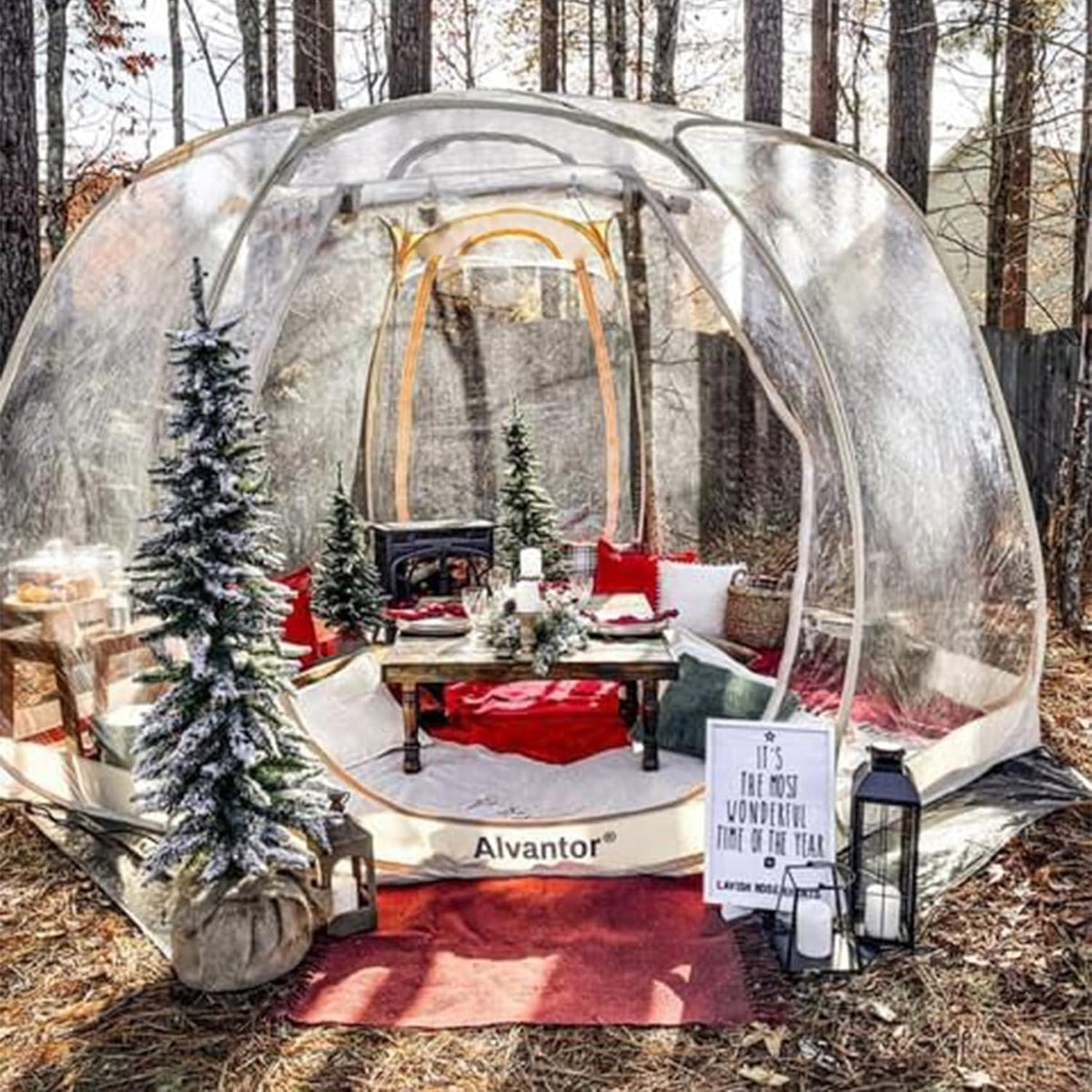 Pop-up bubble tent - Large extra-large rainproof shelter - Warm camping tent - Winter tent - Light gray