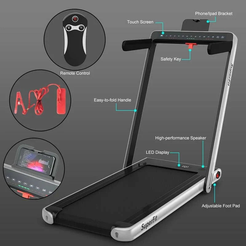 2-in-1 Folding Electric Treadmill. 2.25 HP. Under-Desk. with Dual Display and Smart App Control