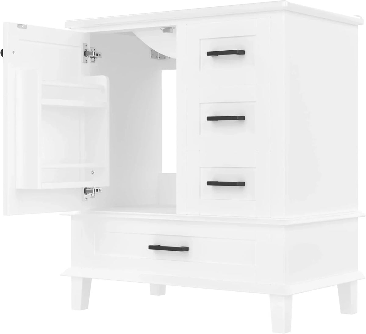 Moimhear Mueble de baño de pie. lavabo. lacado completo. tres cajones silenciosos. lavabo de cerámica integrado (blanco. 76 x 46 x 83.5 cm)