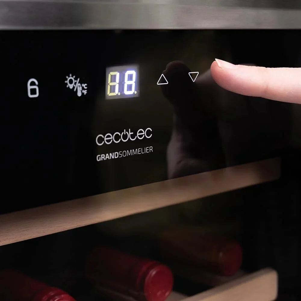 Cecotec Vinoteca 34 botellas Bolero grandsommelier 34030 inox compressor. 80 L. Enfriamiento por compresor. Temperatura regulable de 5 a 18oC. Control