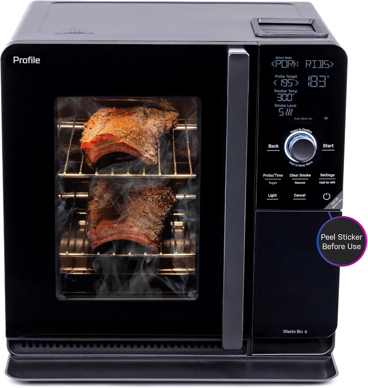 Smart Indoor Pellet Smoker. with Active Smoke Filtration. 5 Smoke Control Settings. WiFi Connected. Electric. Countertop BBQ Appliance. Black