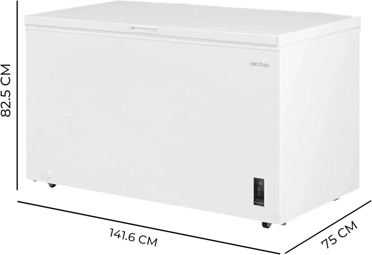 Cecotec Congelador Horizontal 418L Bolero CoolMarket Chest 418P White D. Cesta con Asas. Control Electrónico LED. Ruedas. Bajo Consumo. UltraContact D