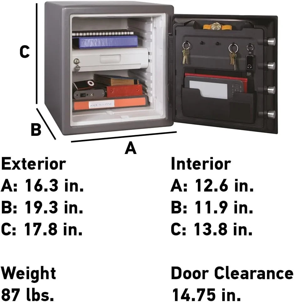 1.23 Cu Ft Waterproof and Fireproof Digital Safe Box. Alloy Steel Security Safe for Home and Office