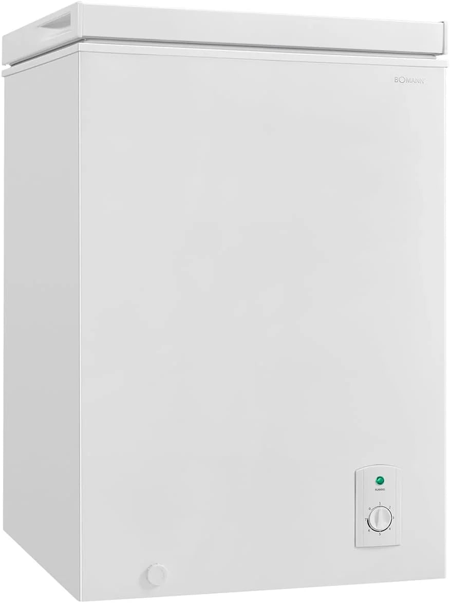 Bomann. 100L Gefriertruhe weiß GT7355 – 4 Sterne. Temperatur ≤ -18°C. Gefriervermögen 4.5 kg/24h. Kontrollleuchte. Temperatureinstellung. abnehmbar.