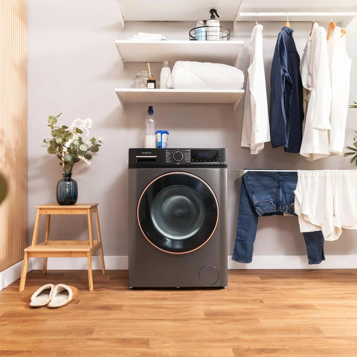 Cecotec Lavadora 10Kg Carga Frontal Bolero DressCode 10610 Inverter Steel A. 1400 RPM. Steam Max. Motor Inverter Plus. 15 Programas. OnSmart. Smooth