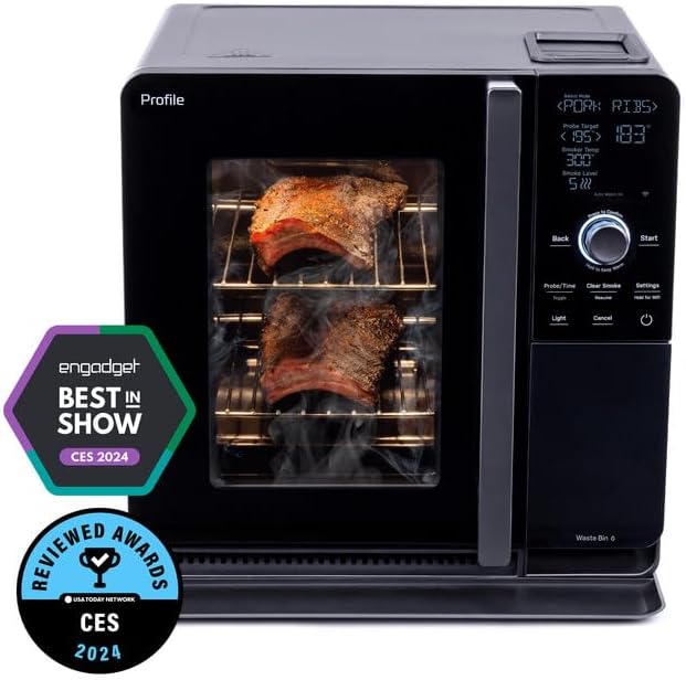 Smart Indoor Pellet Smoker. with Active Smoke Filtration. 5 Smoke Control Settings. WiFi Connected. Electric. Countertop BBQ Appliance. Black