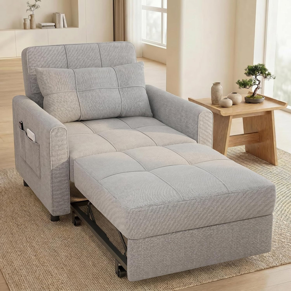 Gizoon Sofá cama 3 en 1 convertible. silla cama individual extraíble con respaldo ajustable. espaciosos sofás multifuncionales para sala de estar.