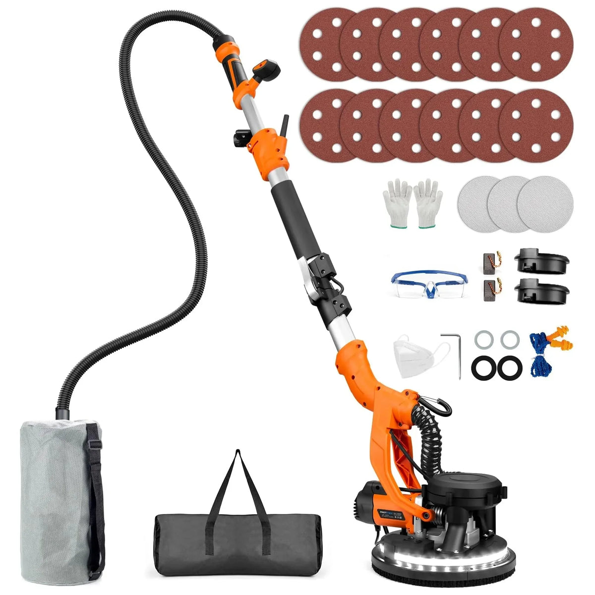 1000W Drywall Sander with Vacuum and LED Light. Electric Wall and Ceiling Sander with Dust Collection