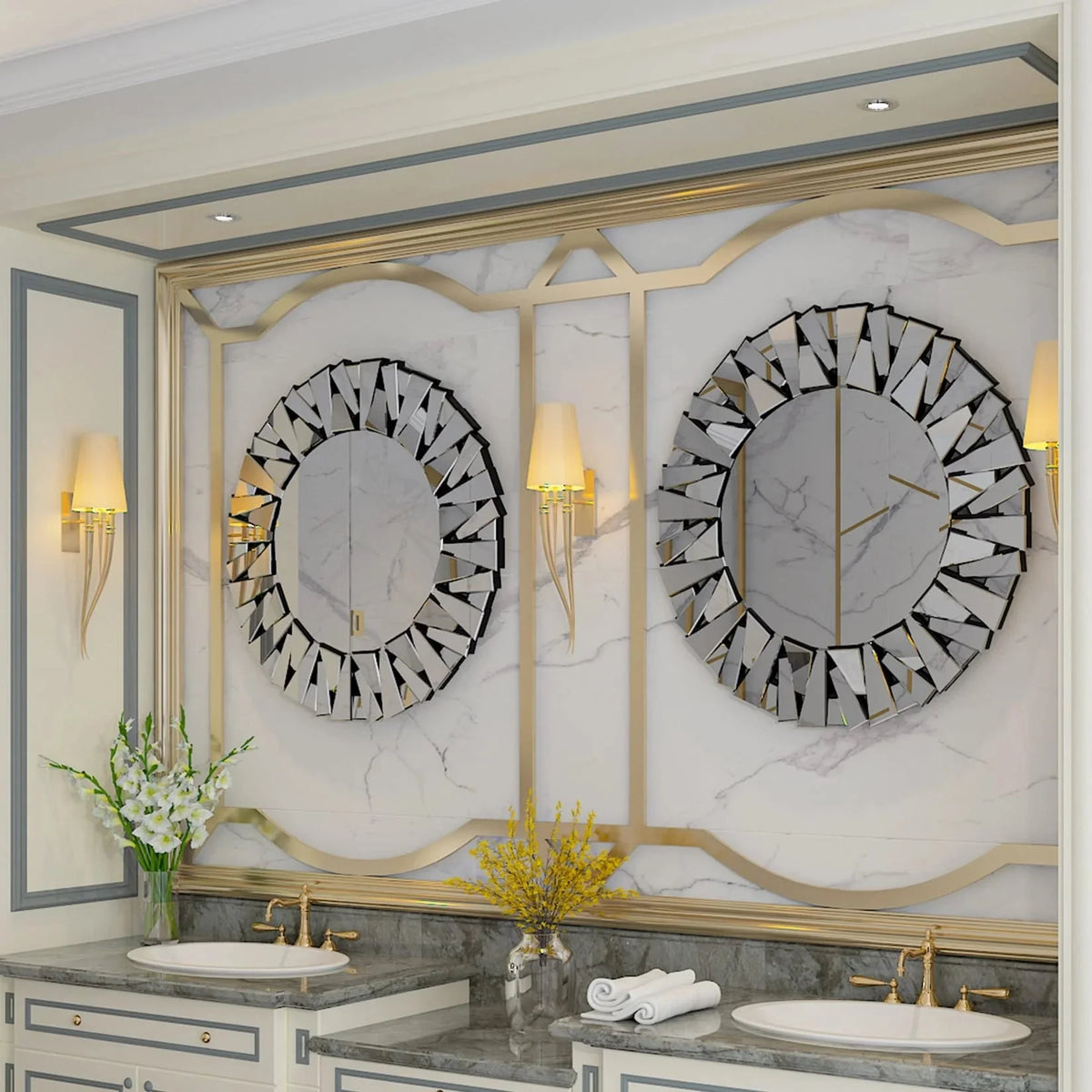 32 Inch Round Decorative Wall Mirror. Glass Accent Mirror for Home Decor