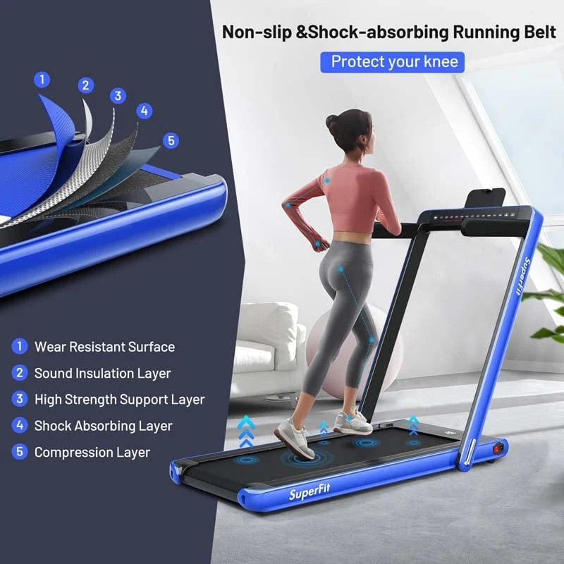 2-in-1 Folding Electric Treadmill. 2.25 HP. Under-Desk. with Dual Display and Smart App Control