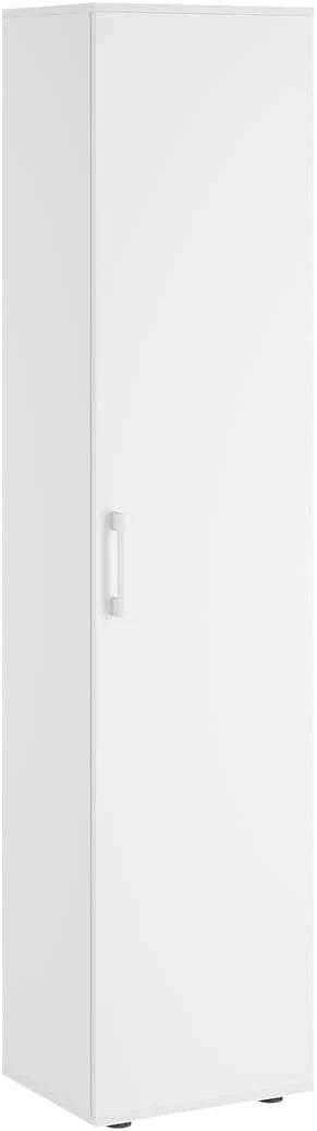 Bellamio Apol Besenschrank - Mehrzweckschrank 40 cm breit Weiß - Vorratsschrank mit Staubsaugerfach - Putzschrank aus Holz - Flurschrank mit Stauraum