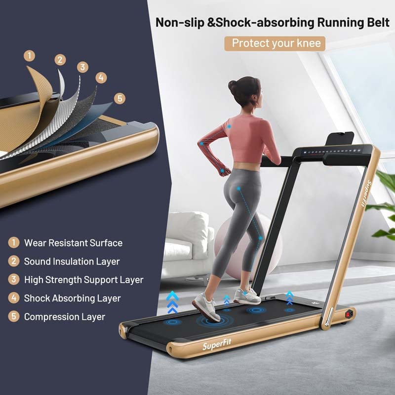 2-in-1 Folding Electric Treadmill. 2.25 HP. Under-Desk. with Dual Display and Smart App Control