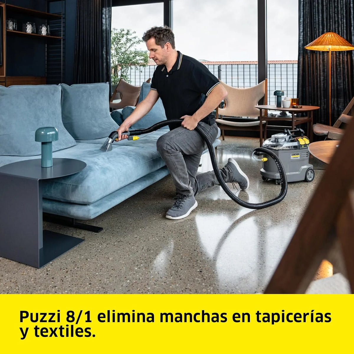 Kärcher Lava-aspiradora Puzzi 8/1. para tapicerías y superficies textiles. depósito: 8 l. caudal de pulverización: 1 l/min. superficie: 12-18 m²/h.