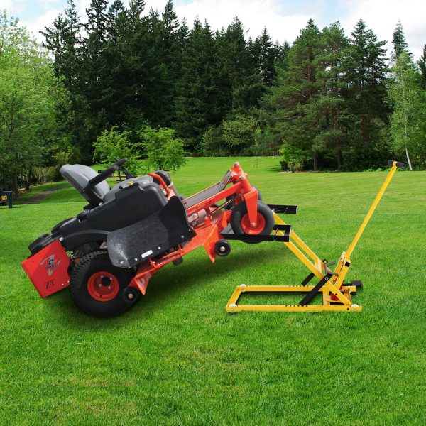 Lawn Mower Lift with Hydraulic Jack. 26 Inches Lawn Mower Lift. Welded Solid Steel Construction. Weight Capacity 500 LBS. for Riding Lawn Mowers