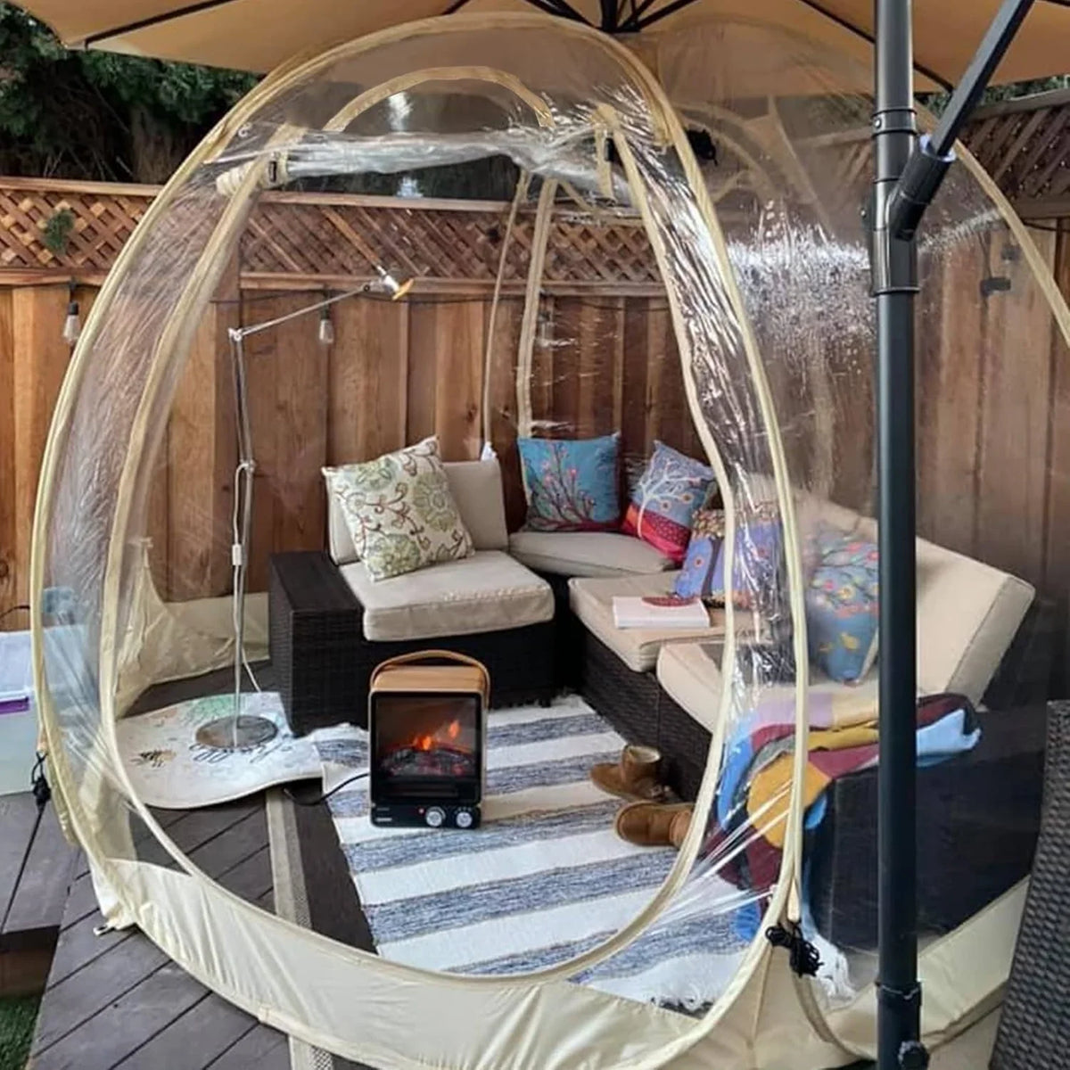Pop-up bubble tent - Large extra-large rainproof shelter - Warm camping tent - Winter tent - Light gray