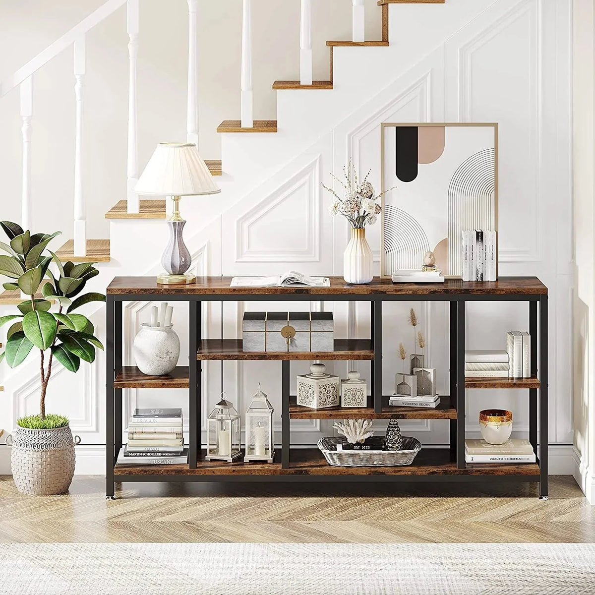 70.9 Inch Console Sofa Table with Storage. 3-Tier Entryway Table for Hallway