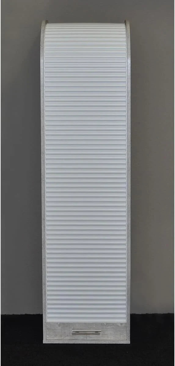möbelando Rolloschrank Jalousienschrank Büroschrank Schrank Aktenschrank Organizer I Beton/Weiß