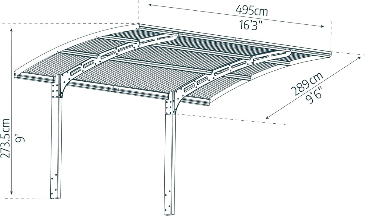Canopia by Palram Carport Arizona 5000 en policarbonato. Aluminio Robusto e Inoxidable Que Protege el Coche de la luz Solar