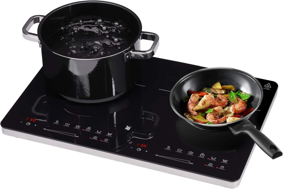 WMF Kult X Doppel- Induktionskochfeld 2 Platten. Kochplatte bis 28 cm. 2 Kochzonen. 8 Stufen. Topferkennung.Touch-Display. Glaskeramik. Timer-Funktion