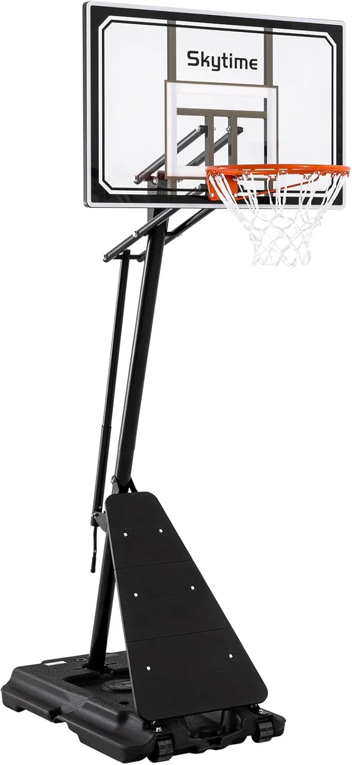 Basketball Hoop 48 Inch Backboard Portable Basketball Hoop Outdoor.5.3-10ft Stepless Regulation Crank Adjust Basketball Goal System