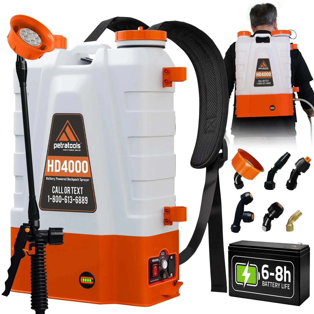 4 Gallon Battery Powered Backpack Sprayer. Rechargeable Cordless Garden and Lawn Pump Sprayer