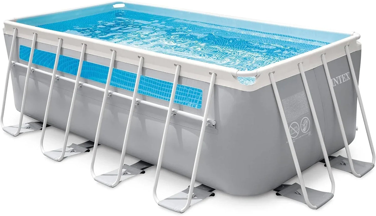 Intex Piscina Desmontable Rectangular Prism Frame. 400x200x122 cm. Material Triple Capa. Capacidad 8.418 L. Ventana panorámica. Tapiz. Cobertor.