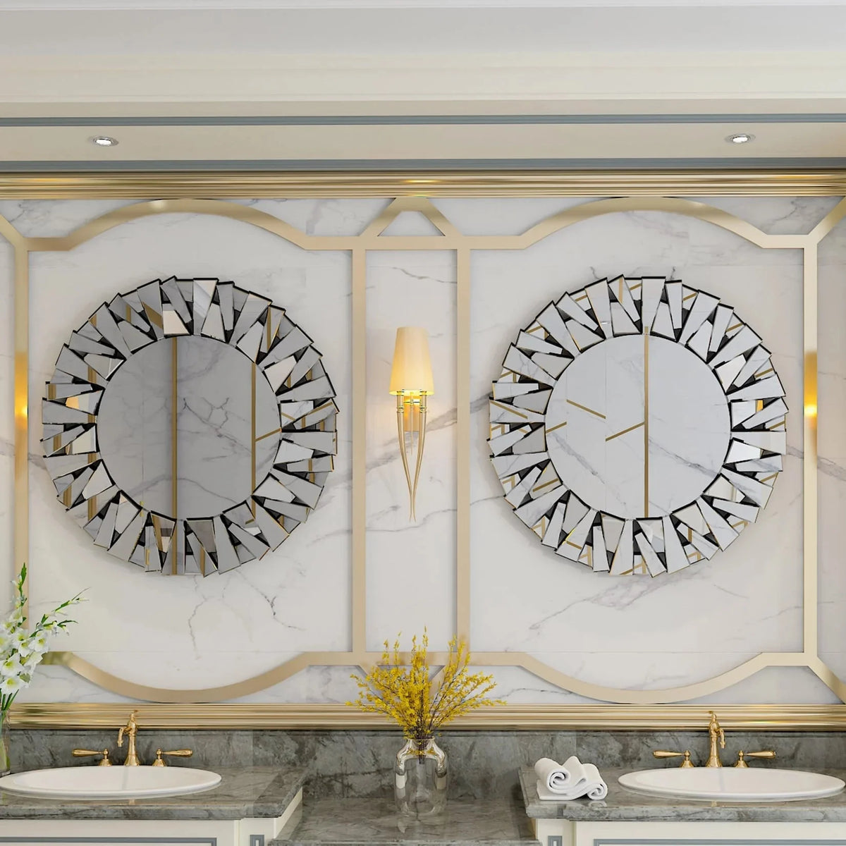 32 Inch Round Decorative Wall Mirror. Glass Accent Mirror for Home Decor