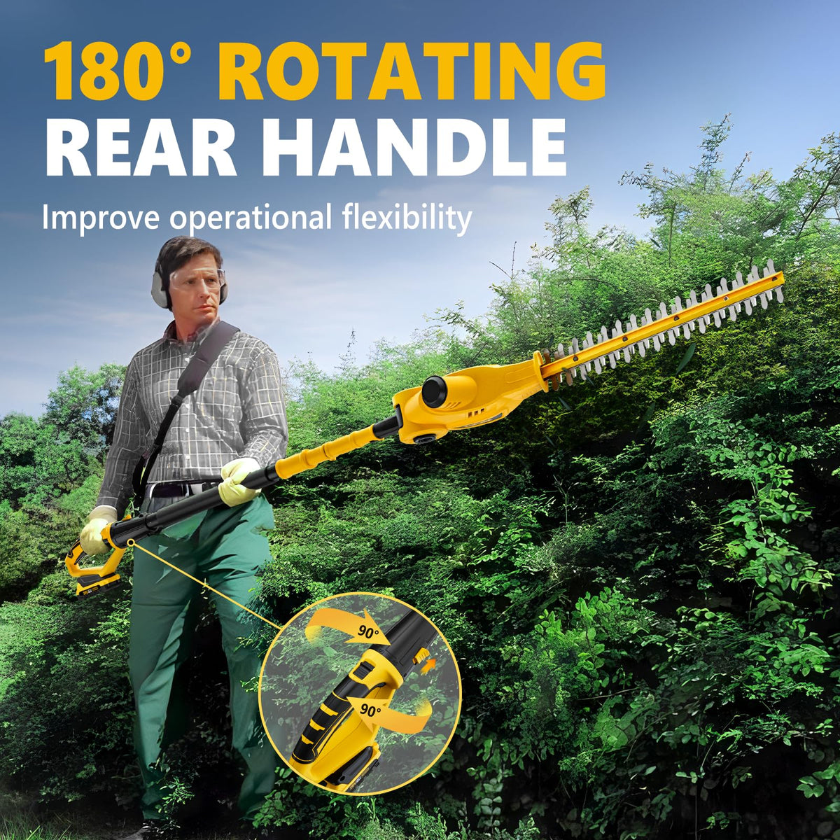 20V MAX Cordless Pole Hedge Trimmer. 2 x 2.0Ah Batteries and Charger Included