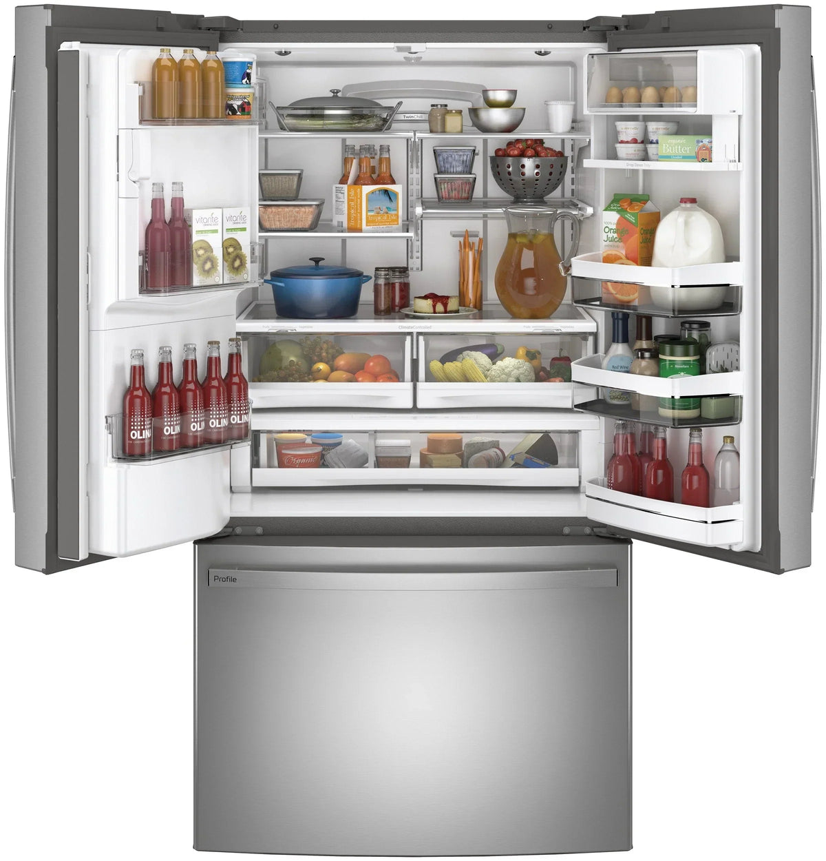 2025 Refrigerador French Door GE Profile Series ENERGY STAR de 27.7 pies cúbicos. resistente a huellas dactilares. con llenado automático manos libres