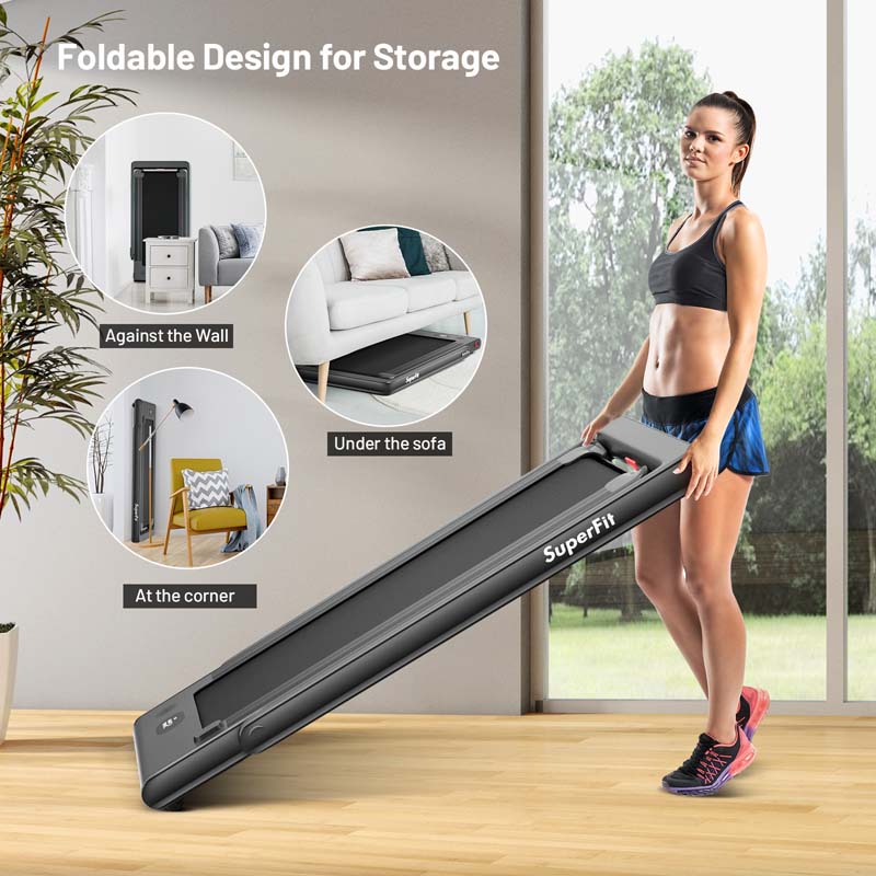 2-in-1 Folding Electric Treadmill. 2.25 HP. Under-Desk. with Dual Display and Smart App Control