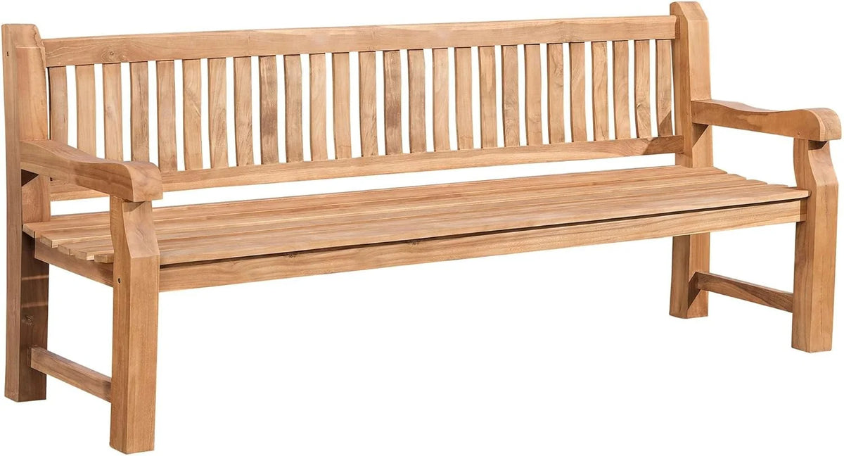 CLP Teakbank Jackson V2 I Wetterfeste Holzbank mit Rückenlehne I Stabile Gartenbank aus massivem Teakholz. Farbe:Teak. Größe:220 cm