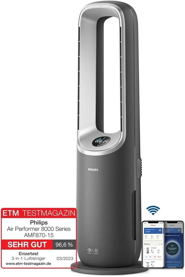 Philips Air Performer 3-in-1: Luftreiniger. Heiz- und Kühlgebläse - Reinigt 70 m². Entfernt 99.97% der Allergene und Schadstoffe. HEPA-Filter.