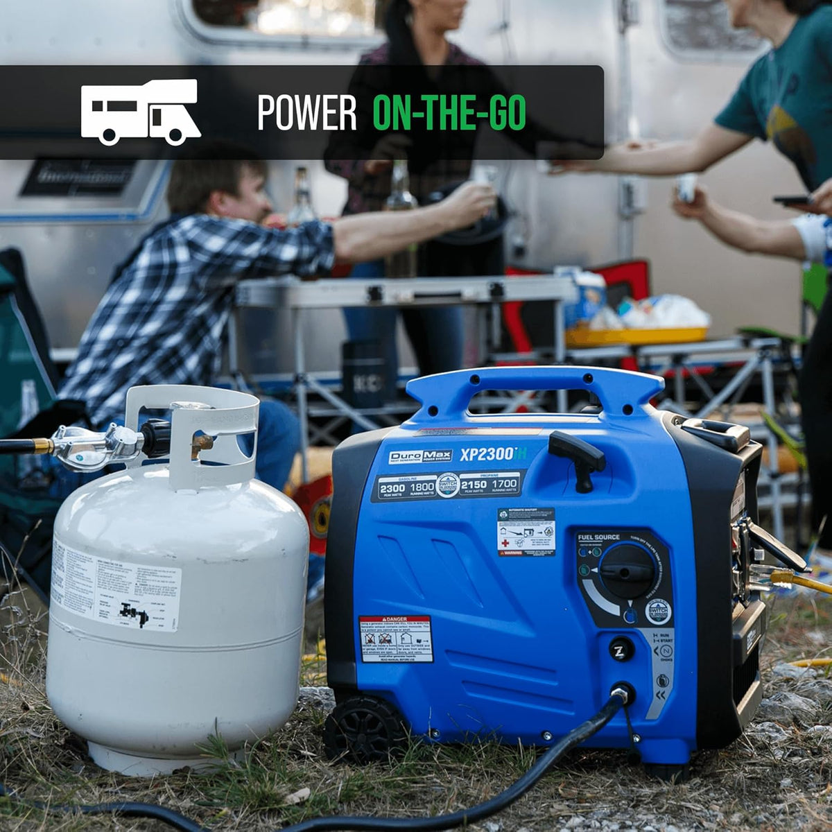 2300-watt dual-fuel portable digital inverter generator - Dual fuel (gasoline and propane). suitable for RVs and emergency use