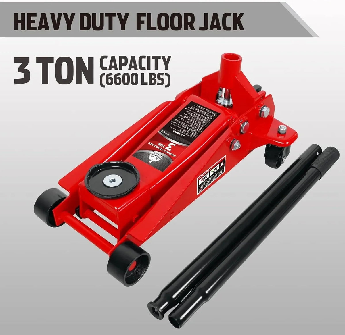 3 Ton Hydraulic Floor Jack with Quick Lift Pump Car Jack. (6.000 lb) Capacity.Red.W83025