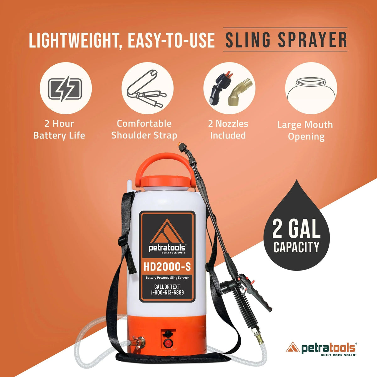 2 Gallon Battery Powered Sprayer. Rechargeable Cordless Electric Pump Sprayer for Garden. Lawn and Outdoor Use