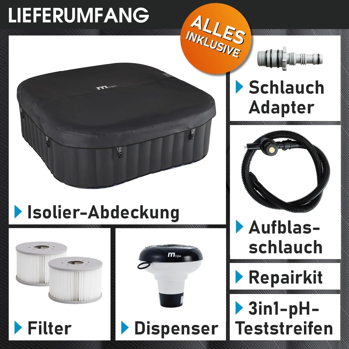 BRAST Whirlpool aufblasbar MSpa | 4-8 Personen | viele Modelle rund und eckig | Ø 125-224cm | In-Outdoor Pool | bis zu 144 Massagedüsen | inkl.