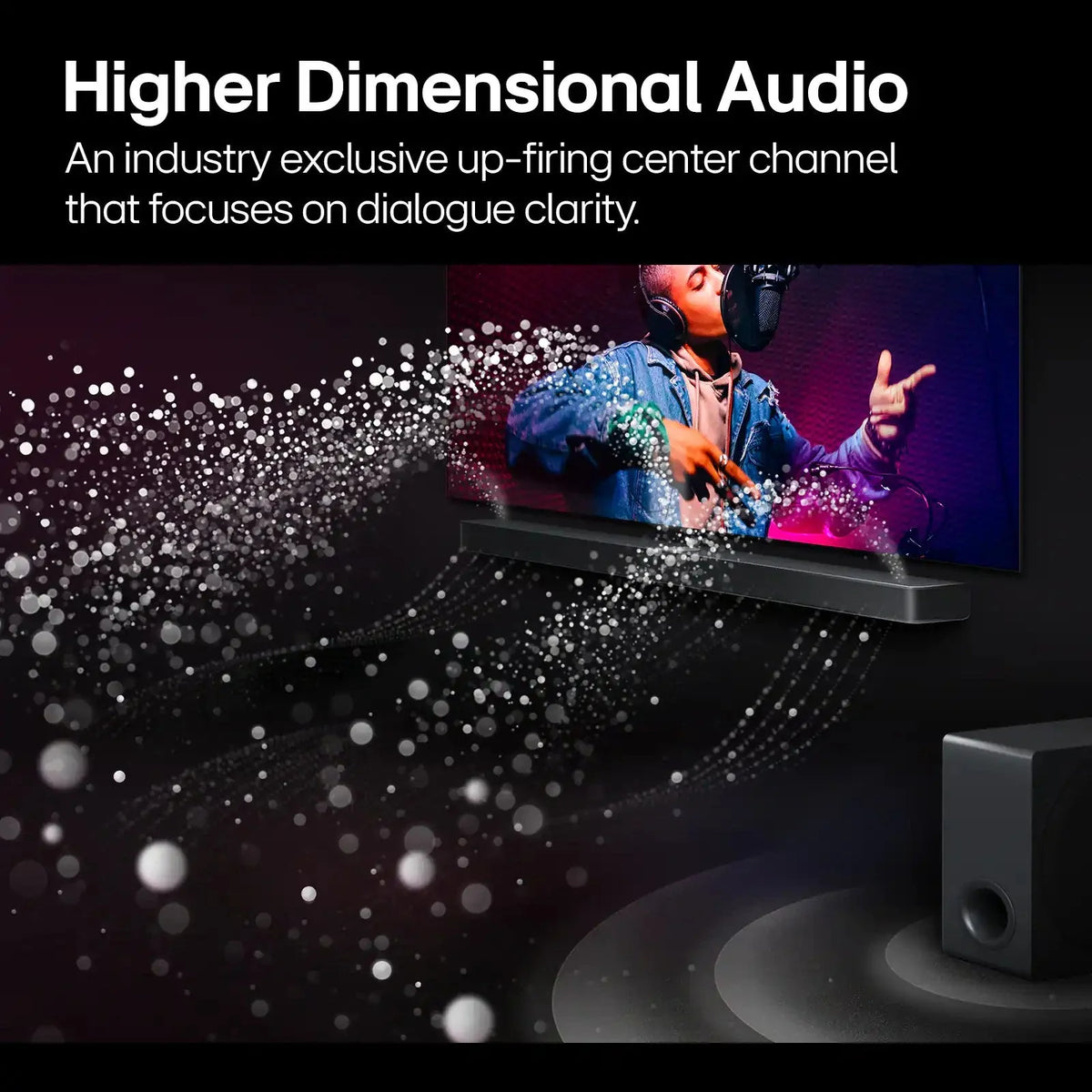 5.1.1-Channel Home Theater Soundbar with Wireless Subwoofer and Rear Speakers. Dolby Atmos Surround Sound. Black