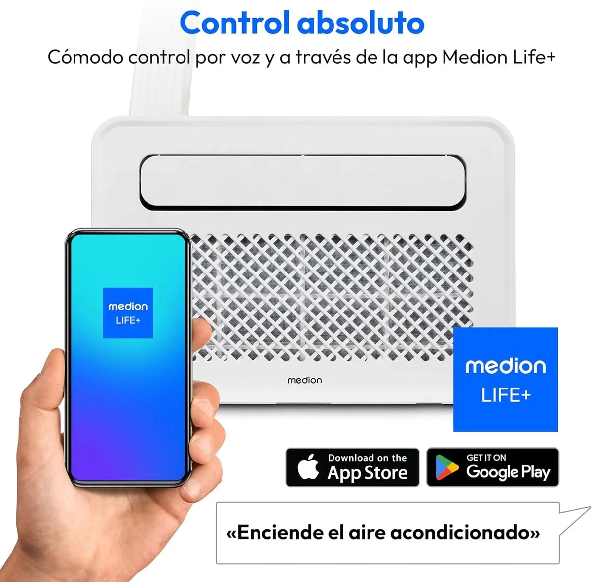 MEDION Smart Split Aire Acondicionado Caravana P502 (5000 BTU. 3 en 1. Refrigeración. Deshumidificación. Ventilador. hasta 12 m². ideal para caravanas