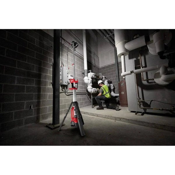 18V Cordless Rocket Tower Light – Dual Power LED Work Light with 2×6.0Ah Batteries