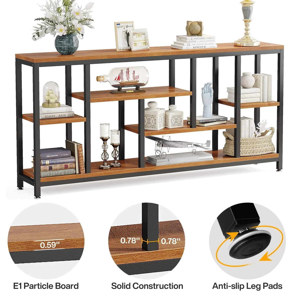 70.9 Inch Console Sofa Table with Storage. 3-Tier Entryway Table for Hallway