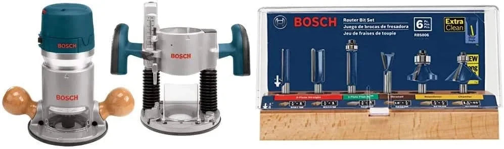 12-Amp 2.25 HP Wood Router Combo Kit with Plunge Router. Fixed Base and Variable Speed
