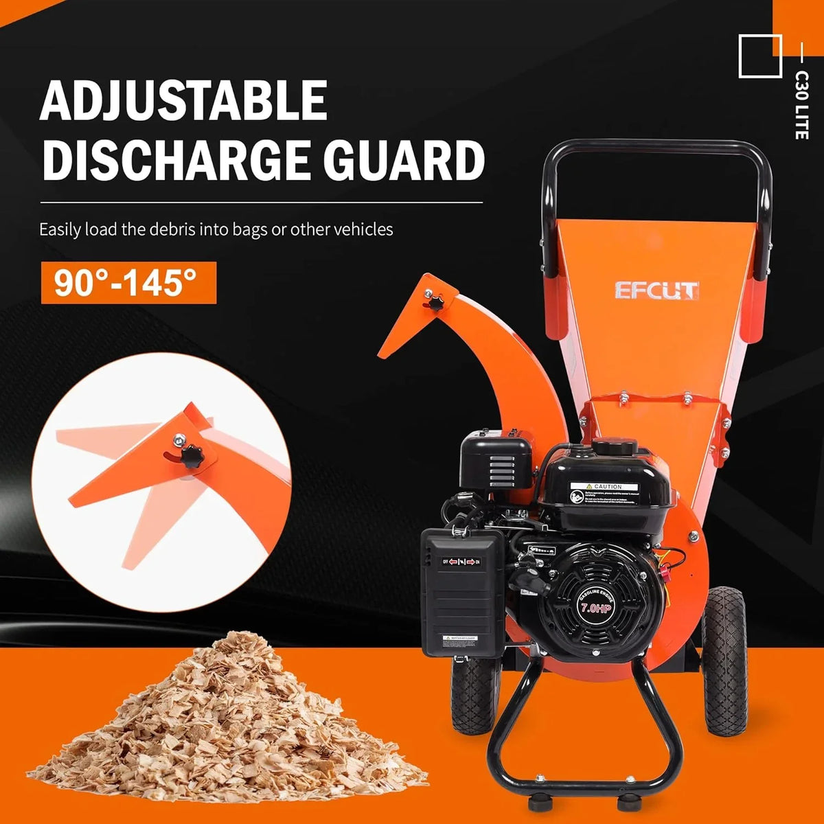 C40 Wood Chipper 4 inch Max Diameter Capacity 9 HP 274cc Gas Powered Engine Heavy Duty Shredder Mulcher