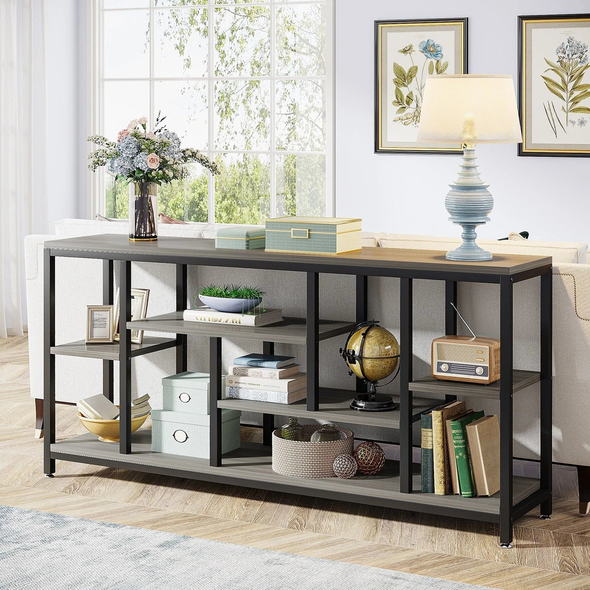 70.9 Inch Console Sofa Table with Storage. 3-Tier Entryway Table for Hallway