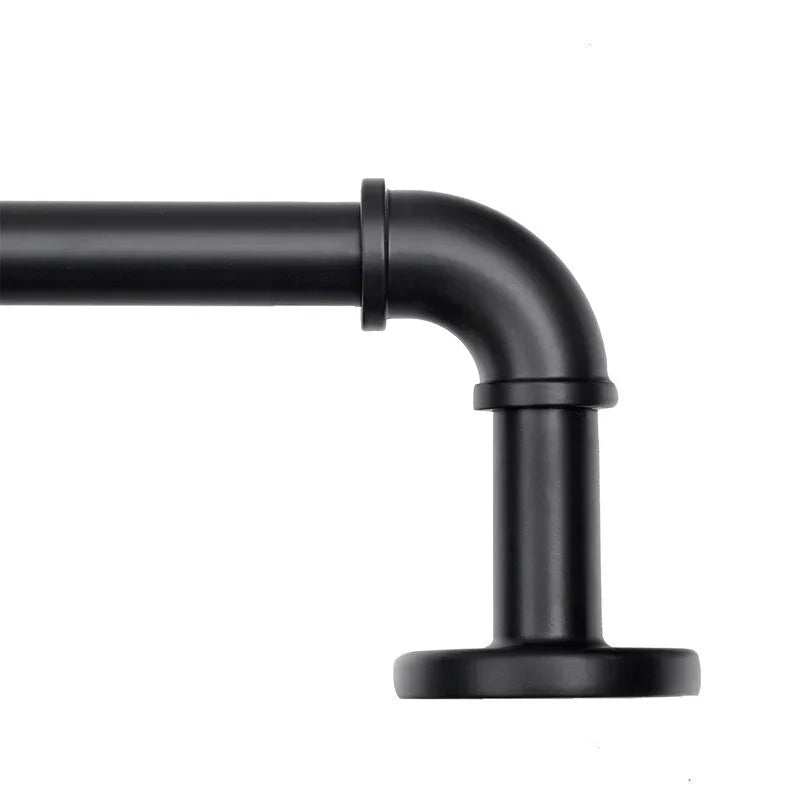 1 Inch Industrial Curtain Rods for Windows. Blackout Wrap-Around Rods. Rustic Matte Black