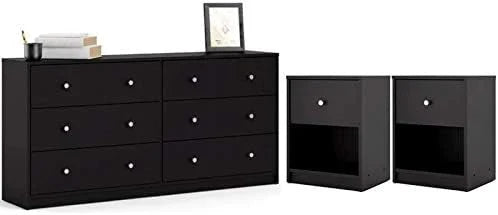 3 Piece Bedroom Set with 6-Drawer Double Dresser