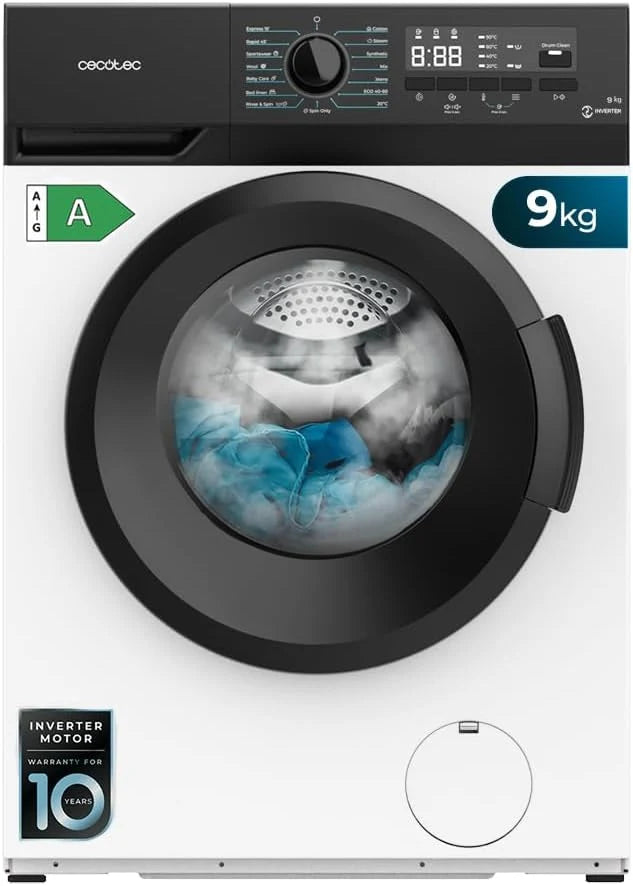 Cecotec Lavadora 8Kg de Carga Frontal Bolero DressCode 8300 Inverter A. 1950W. Revoluciones Programables hasta 1400 rpm. 15 Programas. Bajo Consumo.