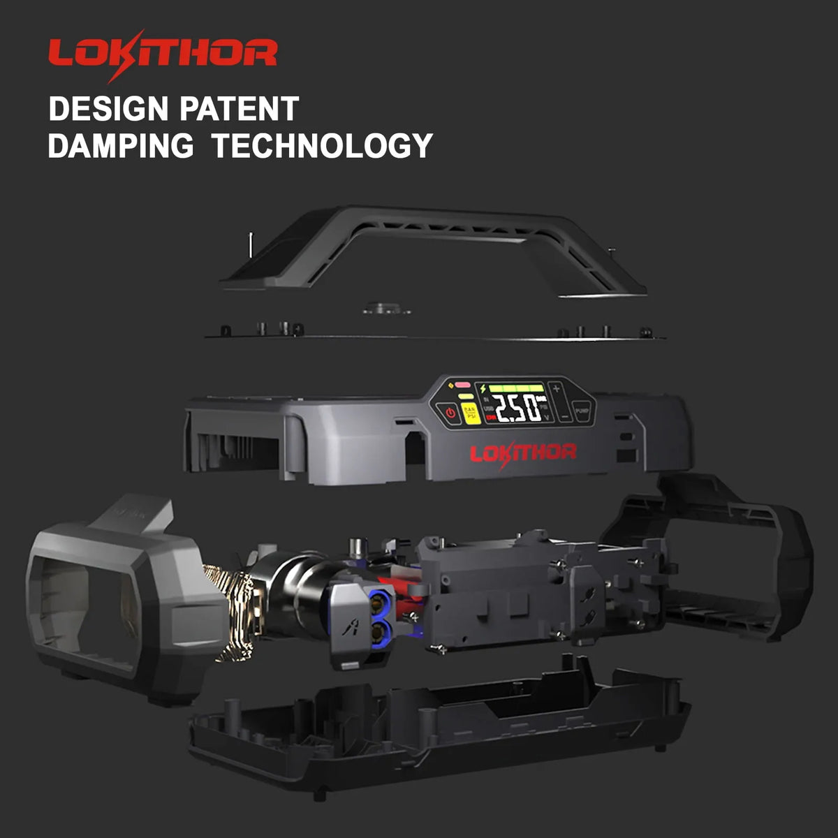 Jump Starter 2000Amp 20000mAh 12V Car Battery Booster Pack for Upto 8L Gas or 6L Diesel. 150 PSI Air Compressor with Damping Technology.Portable Power Bank with Handle Bar and Emergency Light